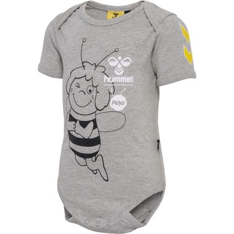 Hummel Romper k/æ - Maya De Bee - Grijs Gevlekt - Hummel - 74 - Romper S/S