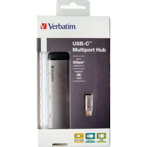 Verbatim USB 3.2 Gen 1 multiport hub, USB-C > 2x USB-A + USB-C + HDMI usb-hub