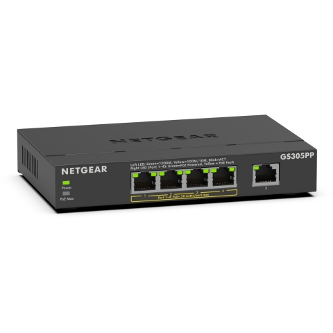 Netgear 5-port Gigabit Ethernet PoE+ Unmanaged Switch (GS305PP)