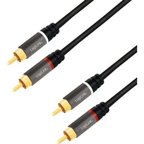 LogiLink CA1209 Cinch Audio Aansluitkabel 10.0 m Zwart Afgeschermd, Kleurcodering