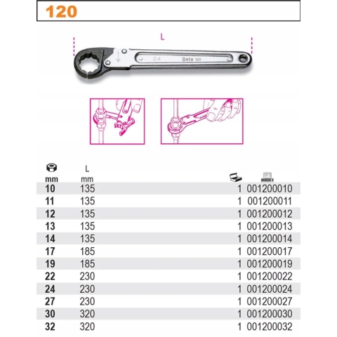 Beta Open ringratelsleutels 120 13 - 001200013