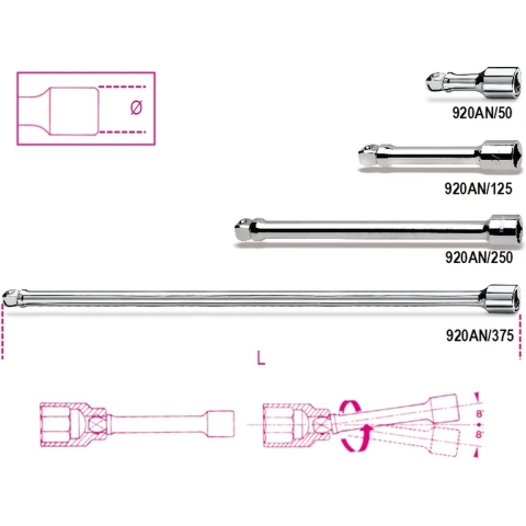 Beta 1/2” verlengstukken, zwenkbaar 920AN/375 - 009200836