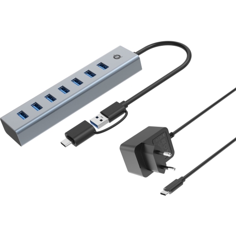 Conceptronic HUBBIES21GP interface hub USB 3.2 Gen 1 (3.1 Gen 1) Type-A 5000 Mbit/s Grijs