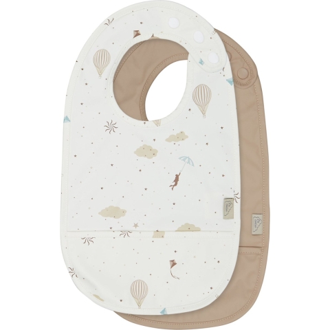 Cam Cam Slab met voedselopvanger - 2-pack - Dromenland/Warm Taup - Cam Cam - OneSize - Slabbetjes