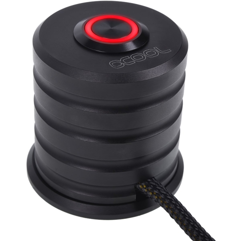 Alphacool Powerbutton met push-button 19mm red lighting - deep black schakelaar