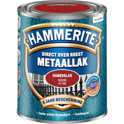 Hammerite Metaallak Hamerslag | Rood | H140 | 750ml - 5093556