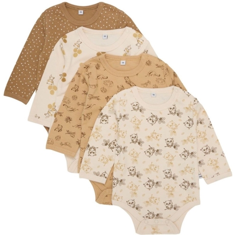 Pippi Baby Rompers l/s - 4-pack - Witkap Grey - Pippi Baby - 2 jaar (92) - Romper L/S