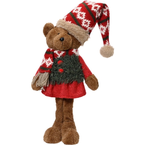 Beer polyester l17b10h35 cm bruin kerst Decoris - Decoris