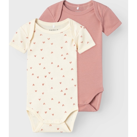 Name It Romper s/s - Noos - NbfBody - 2-pack - Botercrème - Name It - 74 - Romper S/S