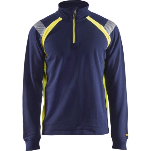 Blåkläder Sweatshirt halve rits Visible 34321158 | Marine/High-Vis Geel | Maat XS - 7330509595589
