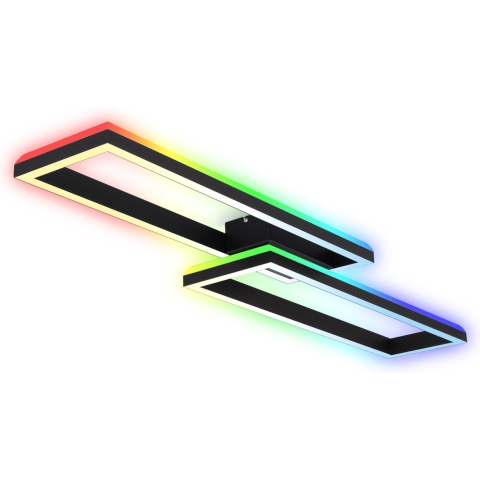BRILONER - LED Plafondlamp - met afstandsbediening - CCT en RGB - 45W - zwart (2 stuks)