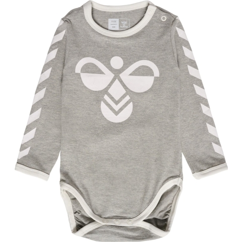 Hummel Romper l/s - hmlFlipper - Grijs Gevlekt - Hummel - 74 - Romper L/S