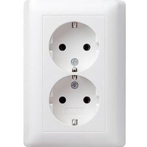 GIRA 078004 Wandcontactdoos dubbel Inzetstuk System 55, Standaard 55, E2, Event, Event Clear, Event Opaque, Esprit, ClassiX Zuiver wit, Mat 1 stuk(s)
