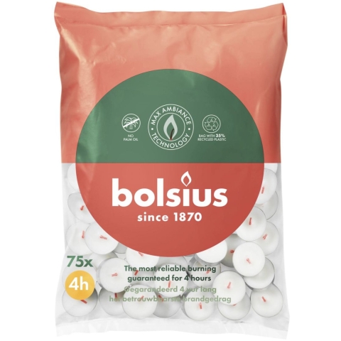 Bolsius Theelicht wit 4h zak a 75st