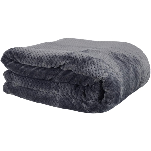 Fleece deken - grijs - 180 x 220 cm - polyester - XXL woondeken -