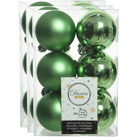 Decoris kerstballen - 36x st - groen - D6 cm - kunststof - kerstversiering -