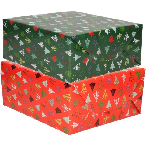 Luxe Kerst inpakpapier - cadeaupapier - 2 verschillende prints - 8x rollen - 250 x 70 cm -