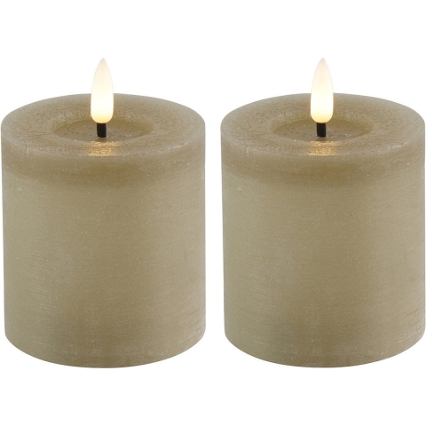 Countryfield LED kaarsen/stompkaarsen - 2x - beige - D7,5 x H8 cm - timer -