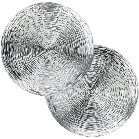 Home & Styling Kaarsen bord - 4x - diner onderborden - zilver - Dia 33 cm - Kaarsenbord - Kunststof -