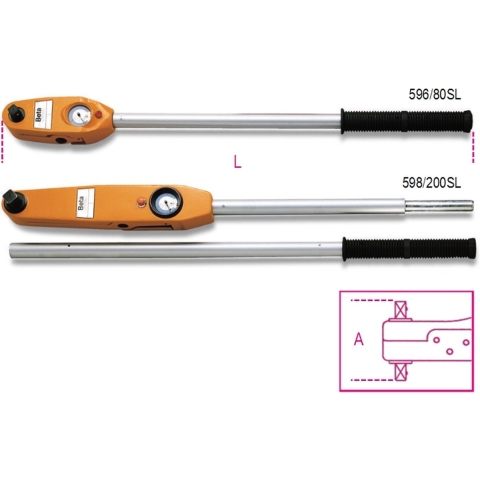 Beta Momentsleutel met meetklok. Voor rechts en linkshandig vastdraaien. Torsie nauwkeurigheid: ±4% 596/40SL - 005960010
