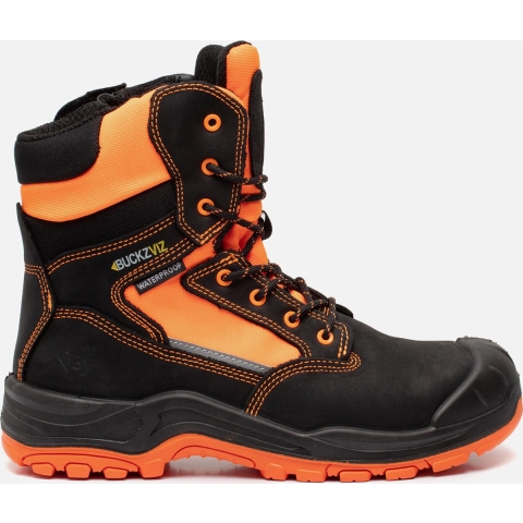 BuckBootz Werkschoen BVIZ1 Hoog S3 + KN | Zwart/Oranje BVIZ1OR | Maat 45 - 00.176.086.45