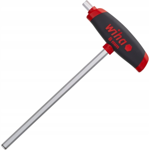 Wiha 334DSR080200-01 Stiftsleutel met dwarsgreep ComfortGrip zeskant MagicRing met zijpunt, mat verchroomd 8.0 mm - 45444