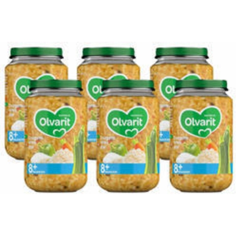 6x Olvarit Maaltijd 8+m Courgette, Witvis&Rijst 200 gr