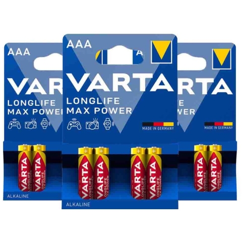 3x Varta Longlife Max Power Alkaline Batterijen AAA 4 stuks