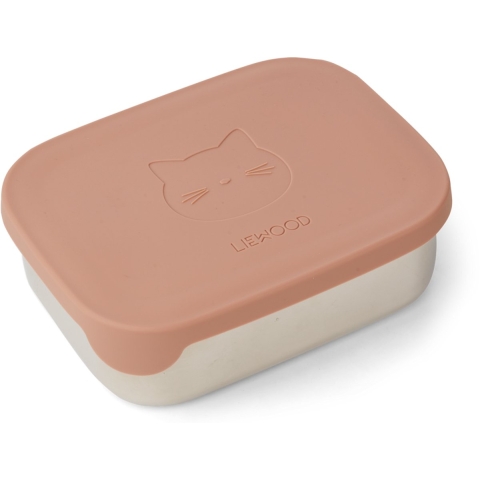 Liewood Broodtrommel - Silicone/Staal - Arthur - CAT Dark Rose - Liewood - OneSize - Broodtrommels