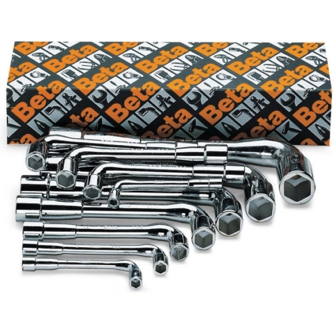 Beta 11-delige set gebogen pijpsleutels, zeskant hoogglanzend verchroomd (art. 933) 933/S11 - 009330080