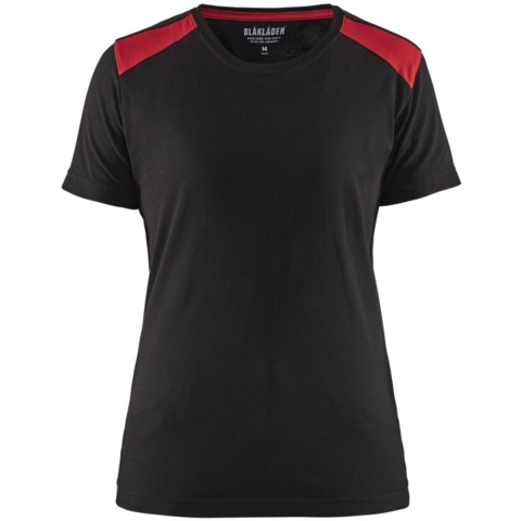 Blåkläder Dames T-Shirt 34791042 | Zwart/Rood | Maat XXL - 7330509696729