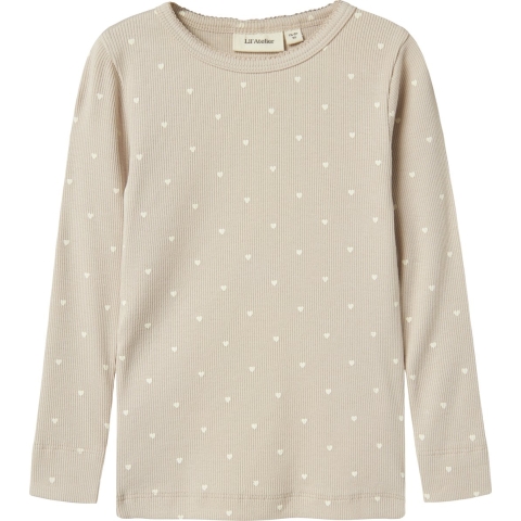 Lil' Atelier Blouse - Rib - NmfGago - Grijze Morn/Heart - Lil Atelier - 2 jaar (92) - Shirts