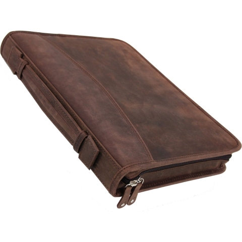 Pride and Soul JU-30125 Conferentiemap P&S A4 VIGGO Bruin Leer Met 4 Ringsmechaniek