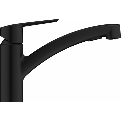 GROHE Start Keukenkraan - Lage uitloop - 90° draaibereik - Uittrekbare handdouche - Mat zwart