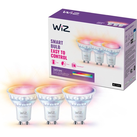 WiZ GU10 Ledlamp Tunable White & Color 60W Glas 3-Pack - Wit