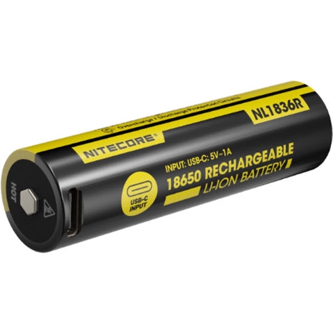 Nitecore NL1836R USB-C oplaadbare 18650 Li-ion accu, 3600 mAh