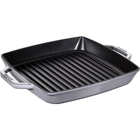 Staub grillpan 33cm vierkant, grijs