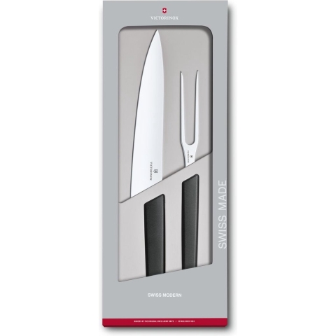 Victorinox Swiss Modern vleesmes en vleesvork, zwart