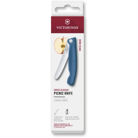 Victorinox Swiss Classic Picnic Knife 6.7832.FC1 Wavy, Blue, vouwbaar gekarteld groentemes
