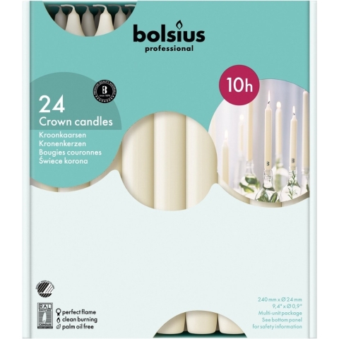 Bolsius Kroonkaars 240/24 wit 24 stuks