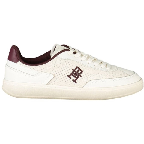 Tommy Hilfiger Th Heritage Sneakers Dames Trainers Wit/bordeaux Fluweel
