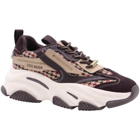 Steve Madden Possession-e brown plaid lage sneakers dames