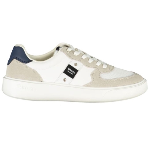 Blauer Witte Leren Heren Sneakers