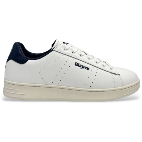Blauer Witte Leren Heren Sneakers
