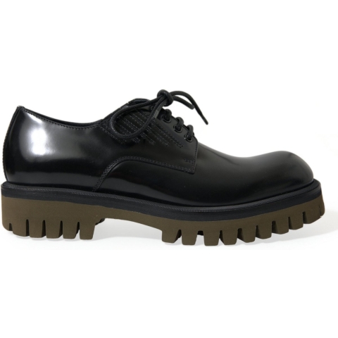 Leren Oxfords met Vetersluiting in Patentskin