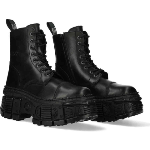 New Rock zwarte Goth lederen laarzen-WALL083C-S5