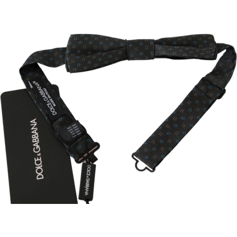 Dolce & Gabbana Grijs Gedessineerde Heren Stropdas Papillon 100% Zijde Strik