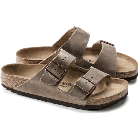 Birkenstock Arizona oiled leather tabacco brown platte sandalen unisex