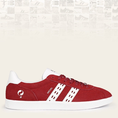 Q1905 Sneaker medal classic donkerrood/wit