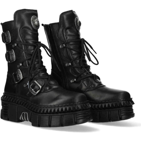 New Rock halfhoge lederen platformlaarzen-WALL373-S6